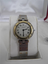 Cartier Santos Round Two-Tone Stainless Steel/18K Yellow Gold Quartz Watch Small