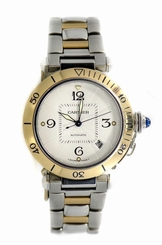CARTIER PASHA 2378 AUTOMATIC MEN'S WATCH 18K GOLD STAINLESS STEEL TWO-TONE DATE