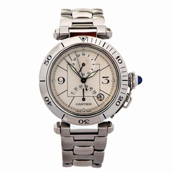 CARTIER PASHA GMT 2388 AUTOMATIC MEN'S WATCH DATE STAINLESS