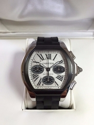 CARTIER ROADSTER CHRONOGRAPH SILVER DIAL RUBBER STRAP WATCH
