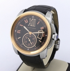 CARTIER Calibre Steel &18K Rose Gold Bezel Men's watch 42mm (3389)