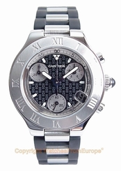 Ladies CARTIER MUST 21 Chronograph Steel watch W10198U2 Box/Papers Retail $4150 7612456339950