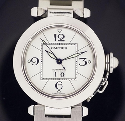 Cartier Pasha Midsize Stainless Steel Automatic Watch 2475 35.5mm Box and Papers