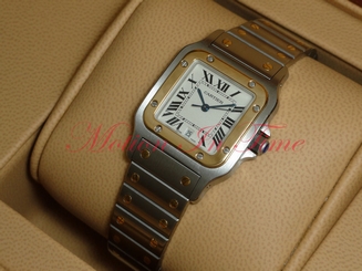 Cartier Santos Galbee Two-Tone 18kt Yellow Gold&Steel Roman Dial Quartz W20011C4