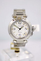 Cartier 2324 Pasha de Cartier White Numeral and Stick Dial Stainless Box N/P