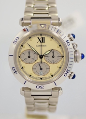 Cartier-Pasha Chronograph Model 1050 1 Stainless Steel Sapphire Cabs