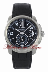CARTIER CALIBRE AUTOMATIC LARGE STAINLESS STEEL BLACK ON STRAP REF # W7100014 845960003667