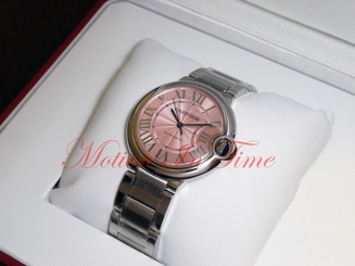 Cartier Ballon Bleu 36mm Latest Model Pink Roman Dial Stainless Steel W6920041