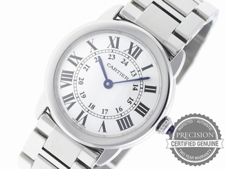 CARTIER RONDO SOLO LADIES' QUARTZ 29MM SILVER DIAL STAINLESS STEEL W6701004 7612456632198