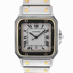 Cartier Santos Two Tone Stainless Steel & 18k Yellow Gold Men's Watch 1566