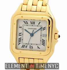 Cartier Panthere Large 28mm 18k Yellow Gold Silver Roman Dial W25014B9
