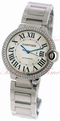 Cartier Ballon Bleu 18k White Gold Diamond Medium Size 36.6mm Automatic WE9006Z3