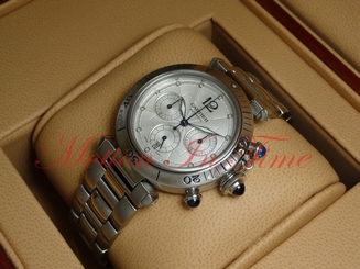 Cartier Pasha 38mm Stainless Steel Chronograph Automatic Skeleton Back W31030H3