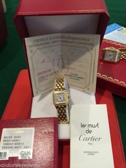 MY CARTIER PANTHERE WATCH FOR LADIES, SOLID 18K YELLOW GOLD WITH WARRANTY