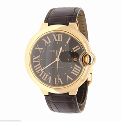 CARTIER BALLON BLEU 18K ROSE GOLD BROWN DIAL WATCH W6920037 PRE-OWNED 7612456621055