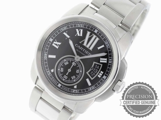 CARTIER CALIBRE AUTOMATIC MEN'S BLACK ROMAN DIAL DATE 42MM W7100016 7612456709043