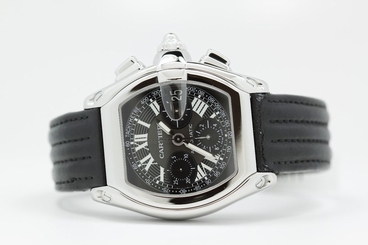 Cartier Roadster Chronograph Tachymeter Black Dial on Alligator Strap