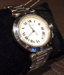 Cartier Pasha Silver Watch Large Mens Womens