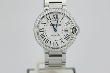 Cartier Ballon Bleu Stainless Steel Mid Size with Custom Diamond Bezel 1.74 CTS 7612456620874