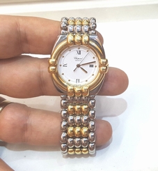CHOPARD GSTAAD TWO TONE 18K YELLOW GOLD SS ENCRUSTED WATCH