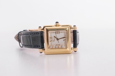Brand New Authentic Chopard Happy Sport Watch Square 18K Gold With Diamonds