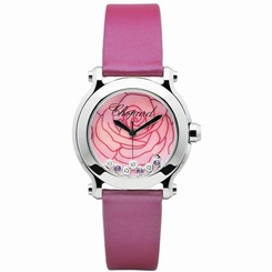 CHOPARD WOMEN'S HAPPY SPORT 36MM PINK SATIN BAND QUARTZ WATCH 278475-3029