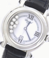 Ladies Chopard Happy Diamond Sport 8236 Stainless Leather Swiss Quartz Watch