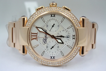CHOPARD IMPERIALE CHRONOGRAPH 18K ROSE GOLD DIAMOND ENCRUSTED WATCH 384211/5002