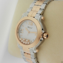 NEW Chopard Happy Sport Round Two-Tone 18k Rose Gold 36mm Watch 7 Dmds $16280