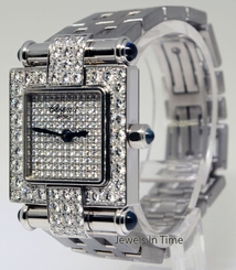 Chopard Imperiale Ladies 18k White Gold Diamond & Sapphire Watch 38/3448-23