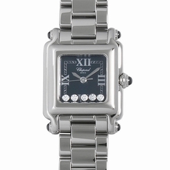 Pre-Owned CHOPARD Happy Sport Square Mini 27/8893-23 Ladies SS Navy Blue Qz, MD