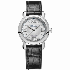 CHOPARD WOMEN'S 30MM BLACK LEATHER BAND STEEL CASE AUTOMATIC WATCH 278573-3001