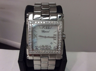 CHOPARD Ref. 28/8448-20 Happy Sport Square XL S/Steel & Diamond Watch! STUNNING!