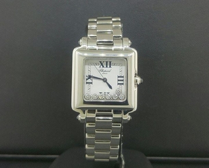 Chopard Happy Sport Square Midsize 27mm Steel 7 Floating Diamonds Ref 8325