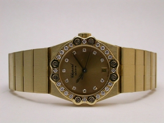 CHOPARD 5156 ST. MORITZ 18K YELLOW DIAMOND DIAL & DIAMOND BEZEL GOLD WATCH