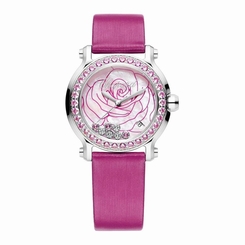 CHOPARD WOMEN'S HAPPY SPORT 36MM PINK SATIN BAND QUARTZ WATCH 278475-3030