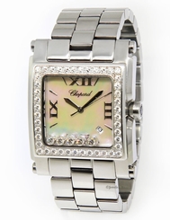 Chopard Happy Sport Square XL Stainless Steel MOP Diamond Watch 28-8448/20