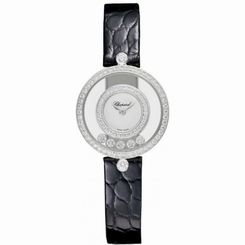 CHOPARD WOMEN'S HAPPY DIAMONDS ICONS 25.8MM BLACK QUARTZ WATCH 203957-1201