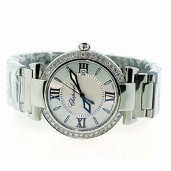 2.50 CT DIAMOND CHOPARD IMPERIALE STEEL 36MM AMETHYST QUARTZ LADIES WATCH