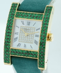 NEW Chopard Your Hour $43,269.00 Diamond, Emerald 18k Yellow Gold ladies H watch