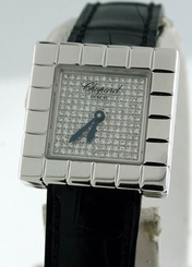 NEW Chopard Ice Cube $19,560.00 Diamond 18k White Gold ladies watch.