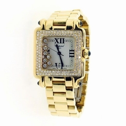 2.00 CT DIAMOND CHOPARD HAPPY SPORT SQUARE 18K YELLOW GOLD 7 FLOATING STONES 7612456621017