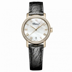 CHOPARD WOMEN'S CLASSIC 33.5MM BLACK LEATHER BAND AUTOMATIC WATCH 134200-5001
