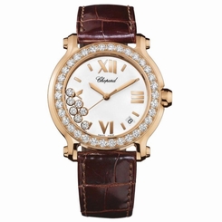 CHOPARD WOMEN'S HAPPY SPORT 36MM BROWN LEATHER BAND QUARTZ WATCH 277473-5001