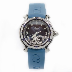 CHOPARD 28/8897/8 HAPPY DIAMOND DOLPHIN BLUE RUBBER STAINLESS QUARTZ WOMEN WATCH