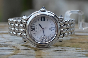 Chopard Happy Sport Classic Round SS White Dial Watch 7 Floating Diamonds 8236