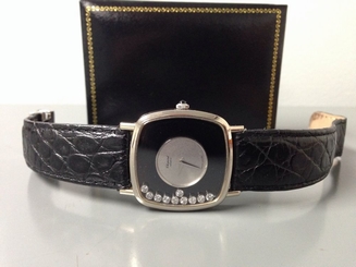 18k WG White Gold LUC- CHOPARD HAPPY 10 DIAMONDS Mechanical Manual Winding 32mm