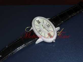 Chopard Classique Oval 18k White Gold & Full Diamond Case Black Strap139131-1001