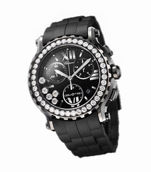 Chopard Happy Sport Chrono 288499-3009 Diamond Bezel Rubber Strap Retail $25,550