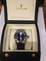 Beautiful CORUM Bubble Steel Leather Quartz Mens Watch 163.150.20